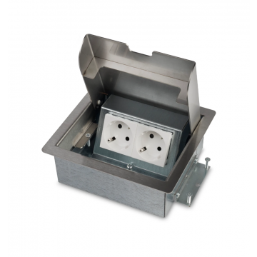 O.C.S. Office Cabling Systems servicebox vloerdoos 2x stopcontact met randaarde - RVS deksel (33.72.152)