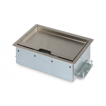 O.C.S. Servicebox® servicebox vloerdoos 2x stopcontact met randaarde + 1x leeg - RVS deksel met 15mm inlegdiepte en oplegrand (33.72.163)