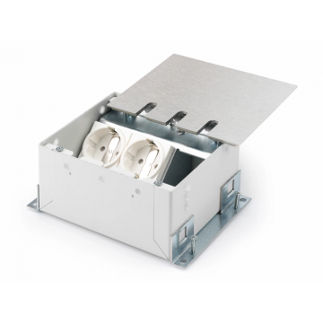O.C.S. Office Cabling Systems VELOX mini instortvloerdoos 2x stopcontact met randaarde + 1x M45 - RVS deksel (33.70.037)
