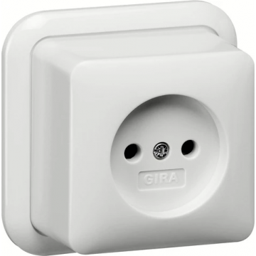 Gira Wandcontactdoos zonder randaarde 2-p + K/P opbouw zuiver wit