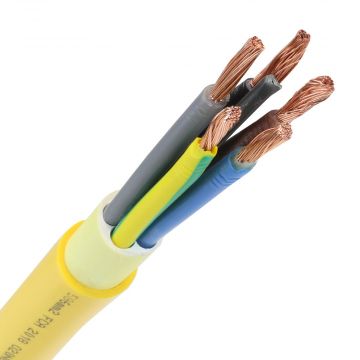 pur kabel H07BQ-F 5x4 mm2 geel per rol 100 meter
