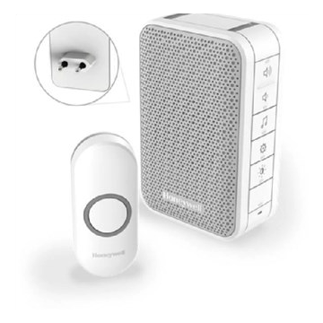 Honeywell Home draadloze deurbelset gong + beldrukker + versterker verticaal - Serie 3 wit (DC313NP2)