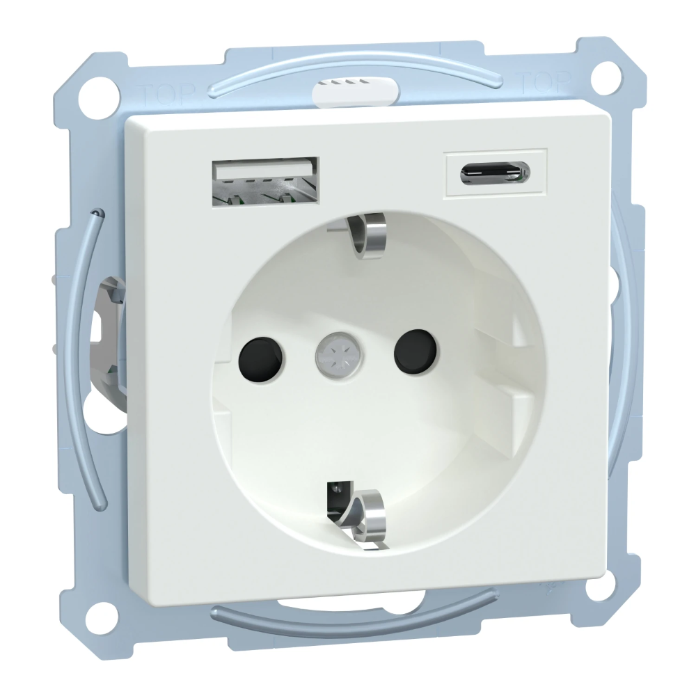 Miniatuur van Schneider Electric Systeem M - WCD - Dubbele USB-poort A+C - 16A - Actief Wit