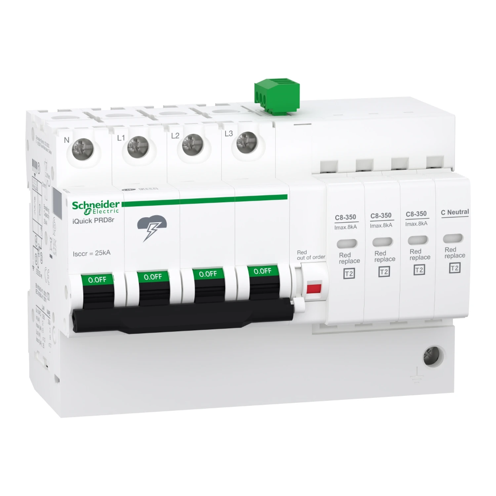 Miniatuur van Schneider Electric Acti9 iQuick PRD8r - Overspanningsbeveiliging - Met patroon - 3P+N - I