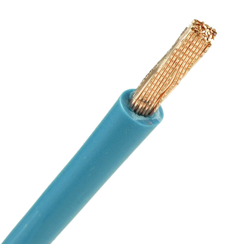 Aansluitdraad H07V2-K 10mm2 twin blauw 350/190 mm soepele kern en geperste uiteinden
