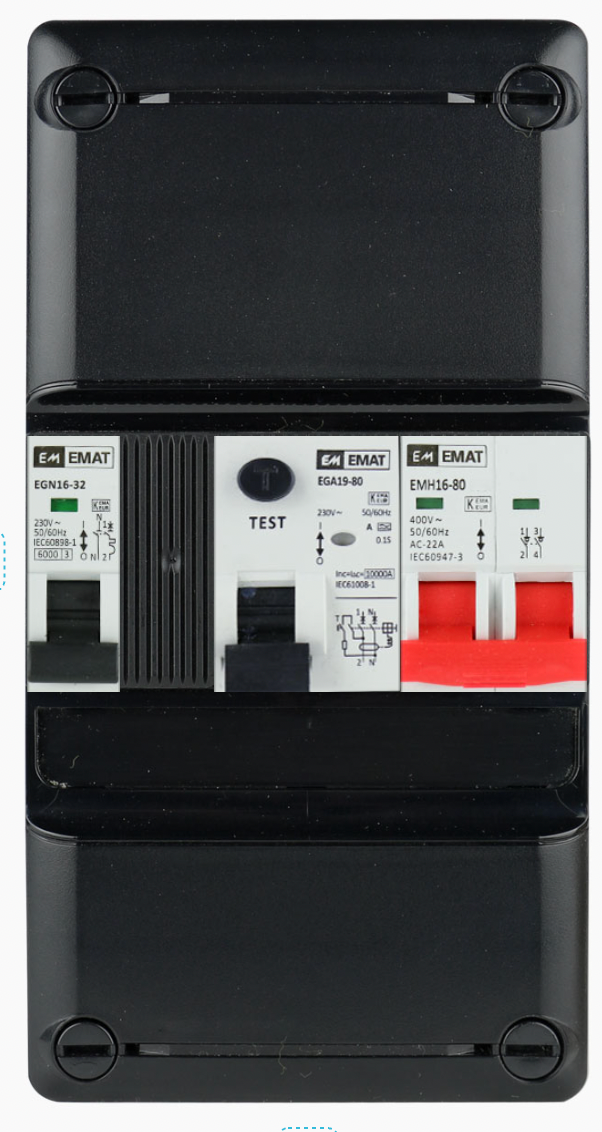 Miniatuur van 1F groepenkast EATON met EMAT 1 groepen - 1xHS 2P - 1xALS 2P - 110x220