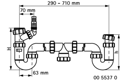 Miniatuur van McAlpine dubbele duplex buissifon PP met wasmachine aansluiting 1 1/2"x40mm - wit (0055370)