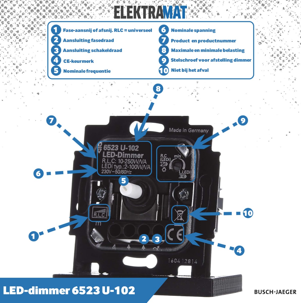 Flikkeren kop heel Busch-Dimmer 6523u-102 | Busch-Jaeger | Elektramat