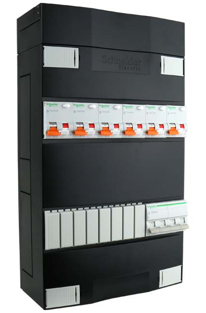 Schneider groepenkast met aardlekautomaten 220x380 3 fase